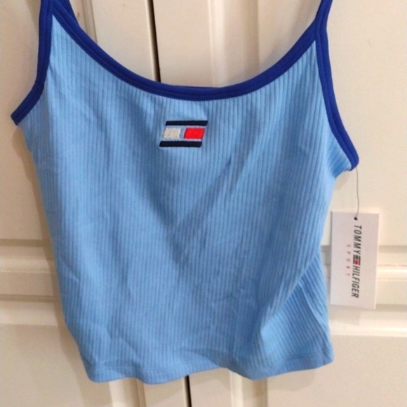 Tommy Hilfiger Sport Blue Ribbed Crop Tank Pac Sun Size Small NEW - Picture 4 of 6